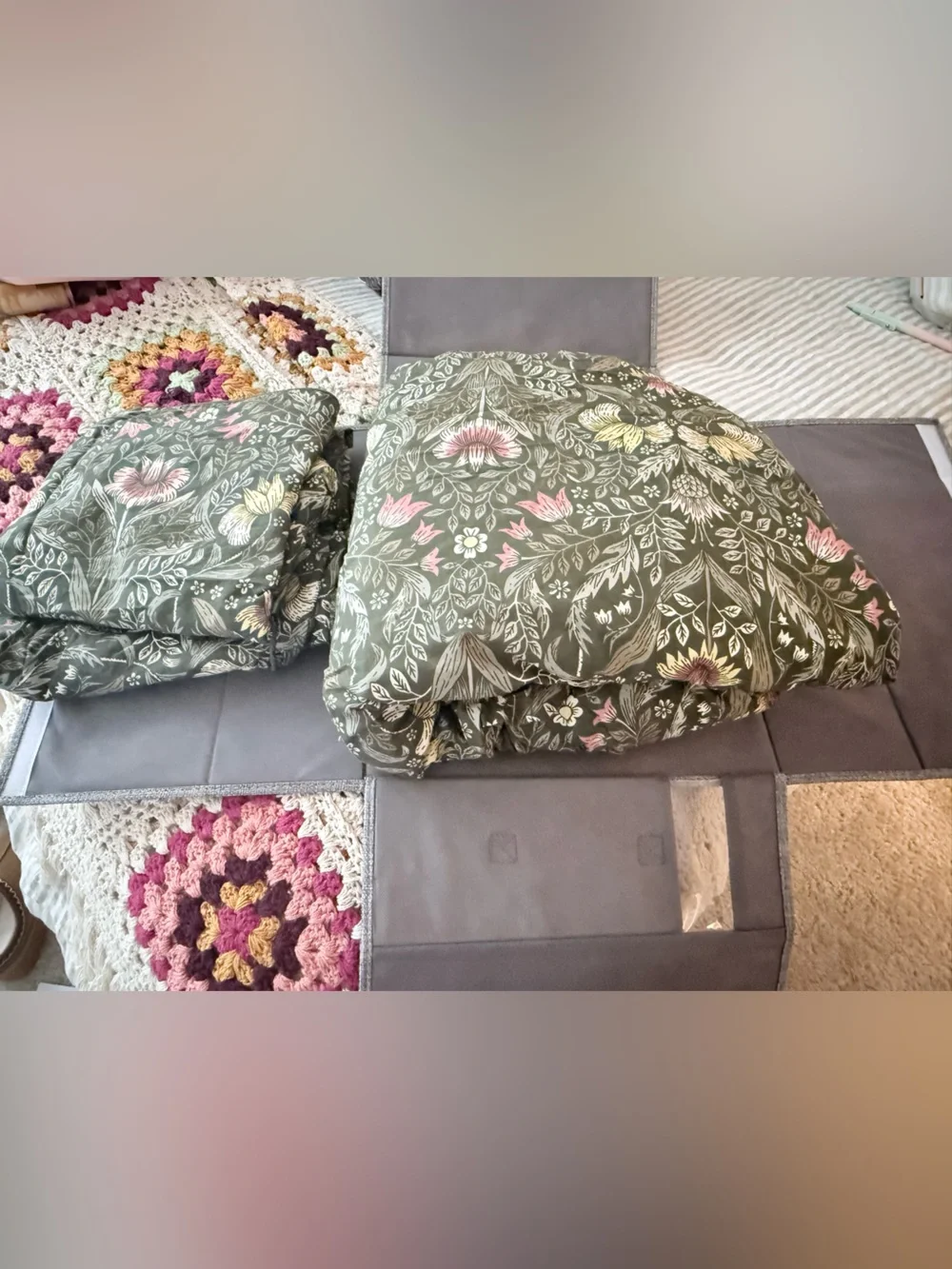 IKEA Floral Green Cotton Bedding Set – Botanical Pattern king duvet set